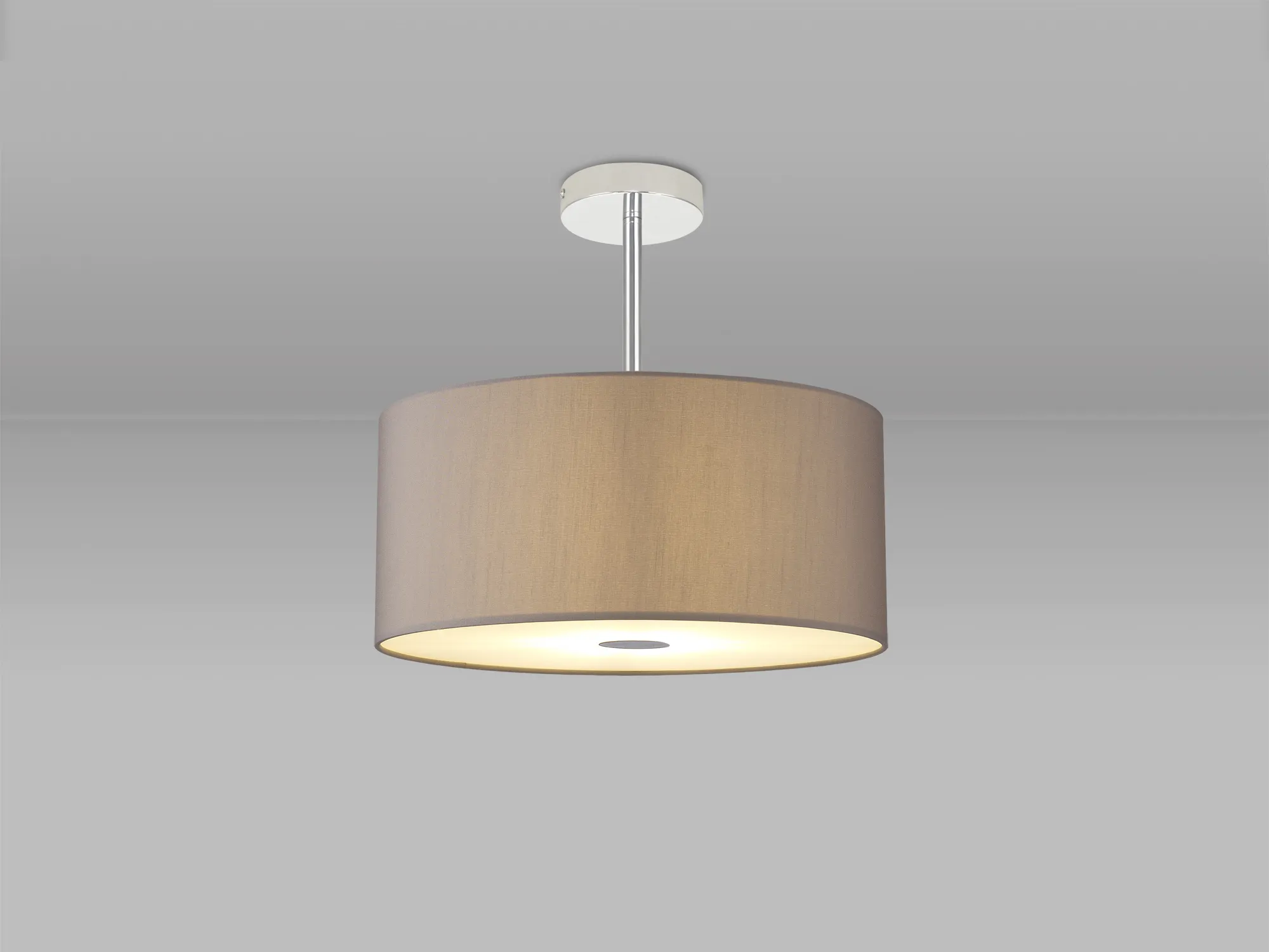 Baymont 40cm Semi Flush 3 Light Polished Chrome, Grey, Frosted Diffuser DK0326  Deco Baymont CH GR